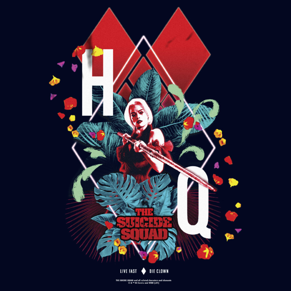 Men's The Suicide Squad Harley Quinn Jungle Card  Adult T-Shirt