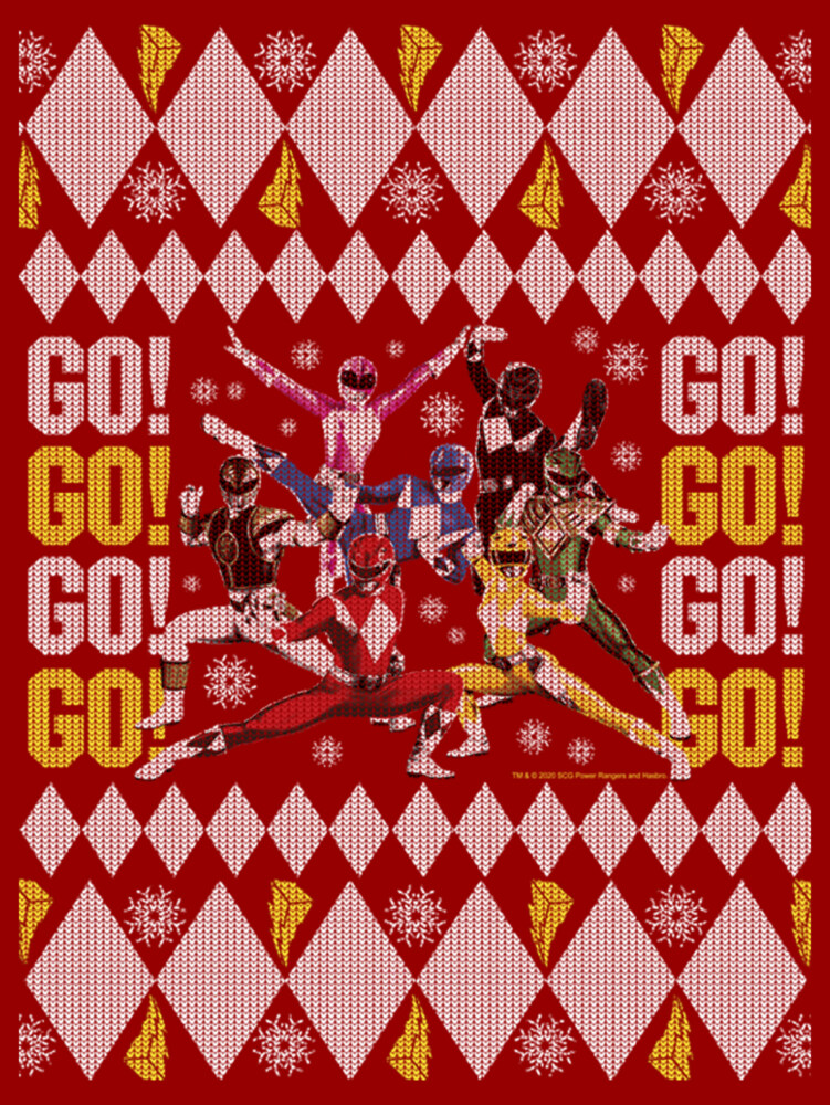 Men's Power Rangers Ugly Christmas Go Go Rangers  Adult T-Shirt