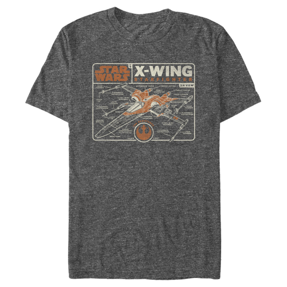 Men's Star Wars: The Rise of Skywalker X-Wing Schematic Frame  Adult T-Shirt