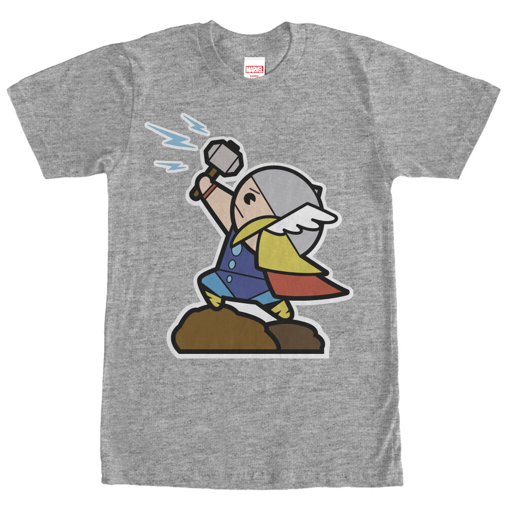 Men's Marvel Cartoon Thor with Hammer  Adult T-Shirt