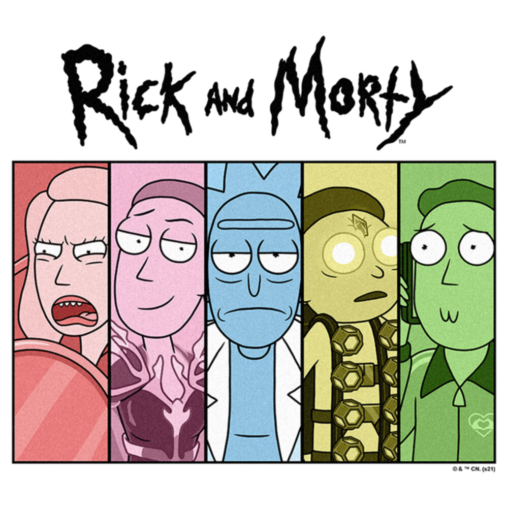 Men's Rick And Morty Colorful Family Panels  Adult T-Shirt