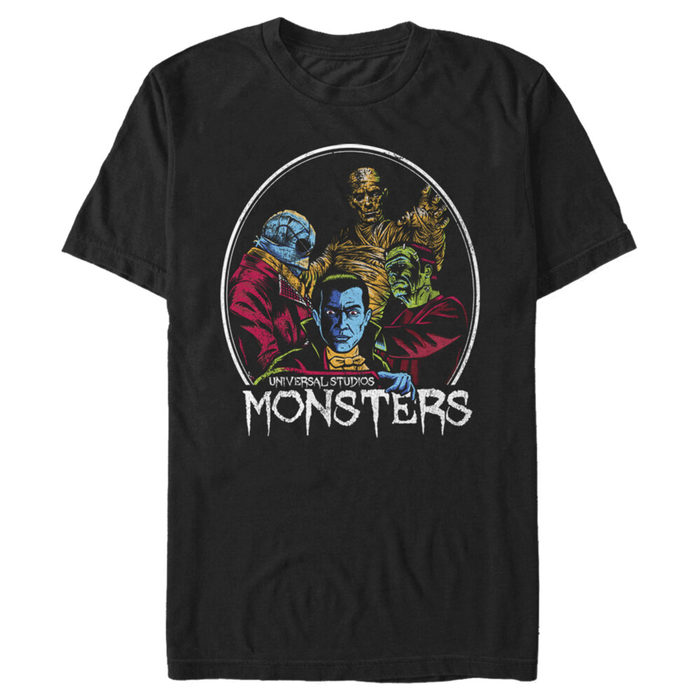 Men's Universal Monsters In Circle Frame  Adult T-Shirt