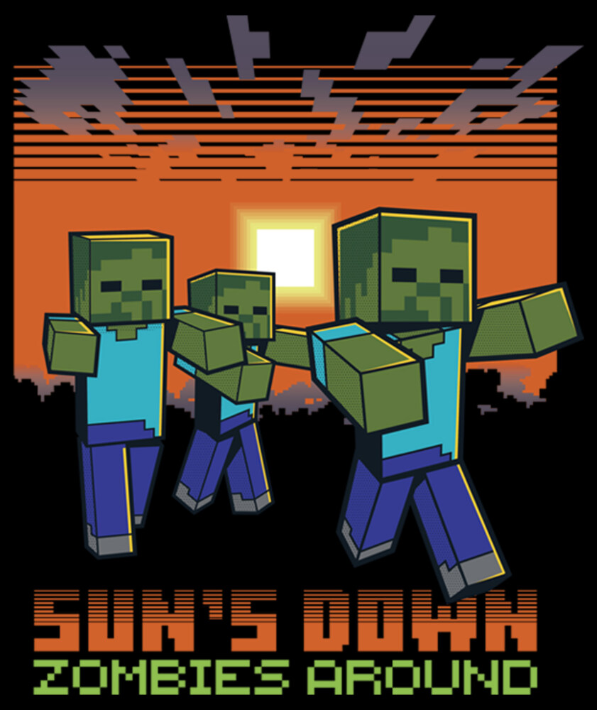 Men's Minecraft Sun's Down Zombies Around  Adult T-Shirt