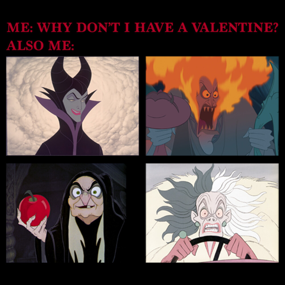 Men's Disney Villains Valentine's Day Meme EVIL  Adult T-Shirt