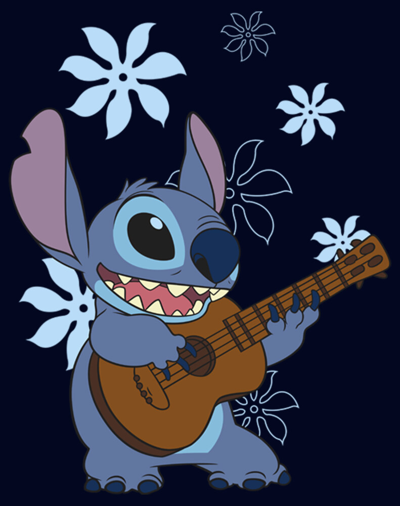Men's Lilo & Stitch Floral Ukulele Dance  Adult T-Shirt
