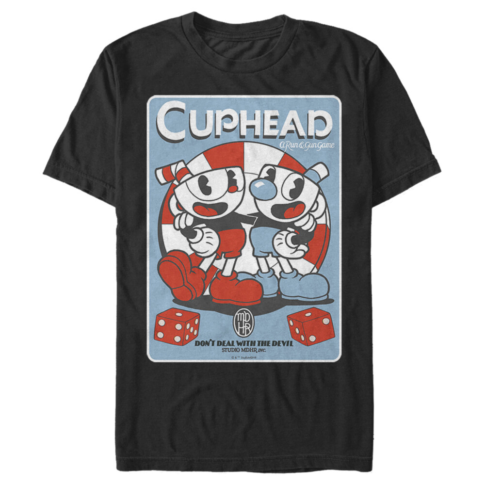 Men's Cuphead Mugman and Cuphead Dice Poster  Adult T-Shirt