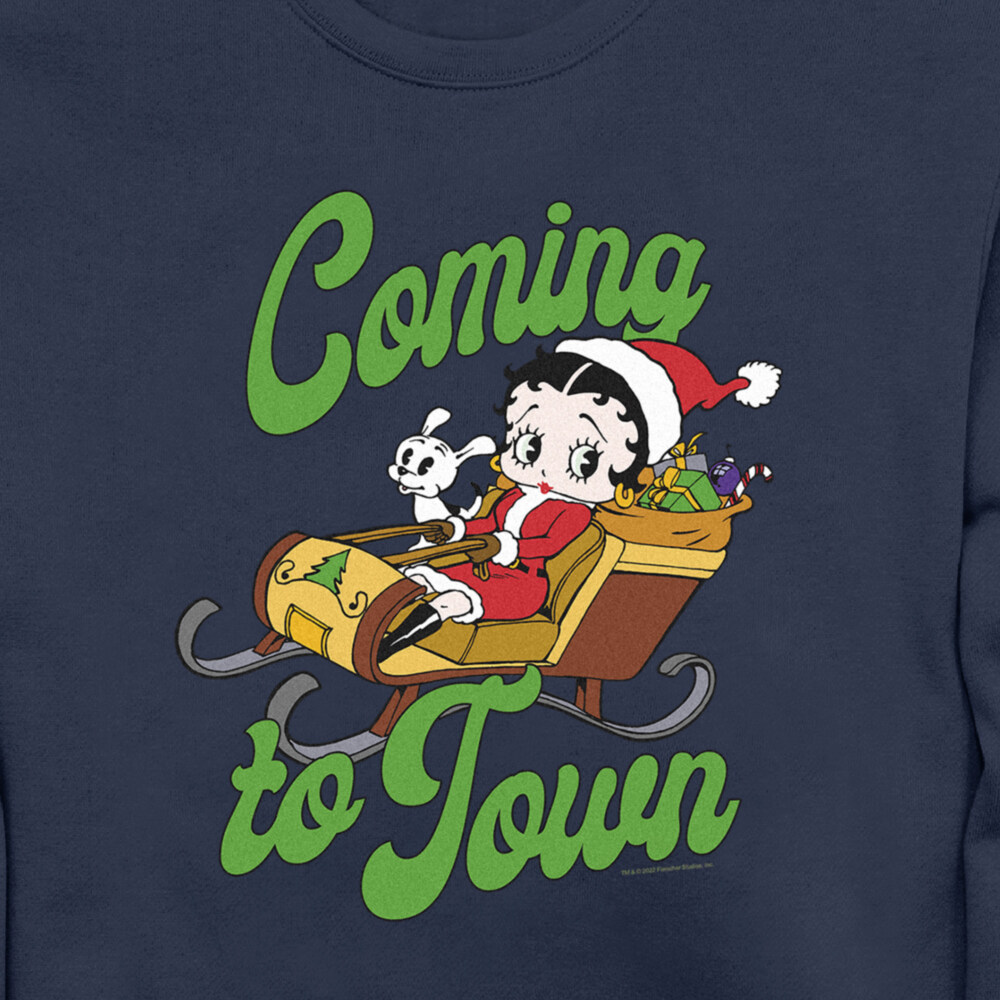 Men's Betty Boop Christmas Coming to Town Pudgy  Adult Sweatshirt