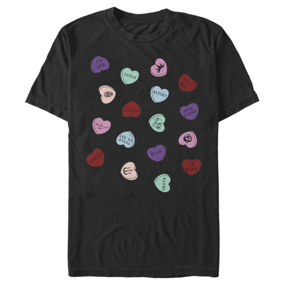 Men's Disney Villains Valentine's Day Candy Hearts  Adult T-Shirt