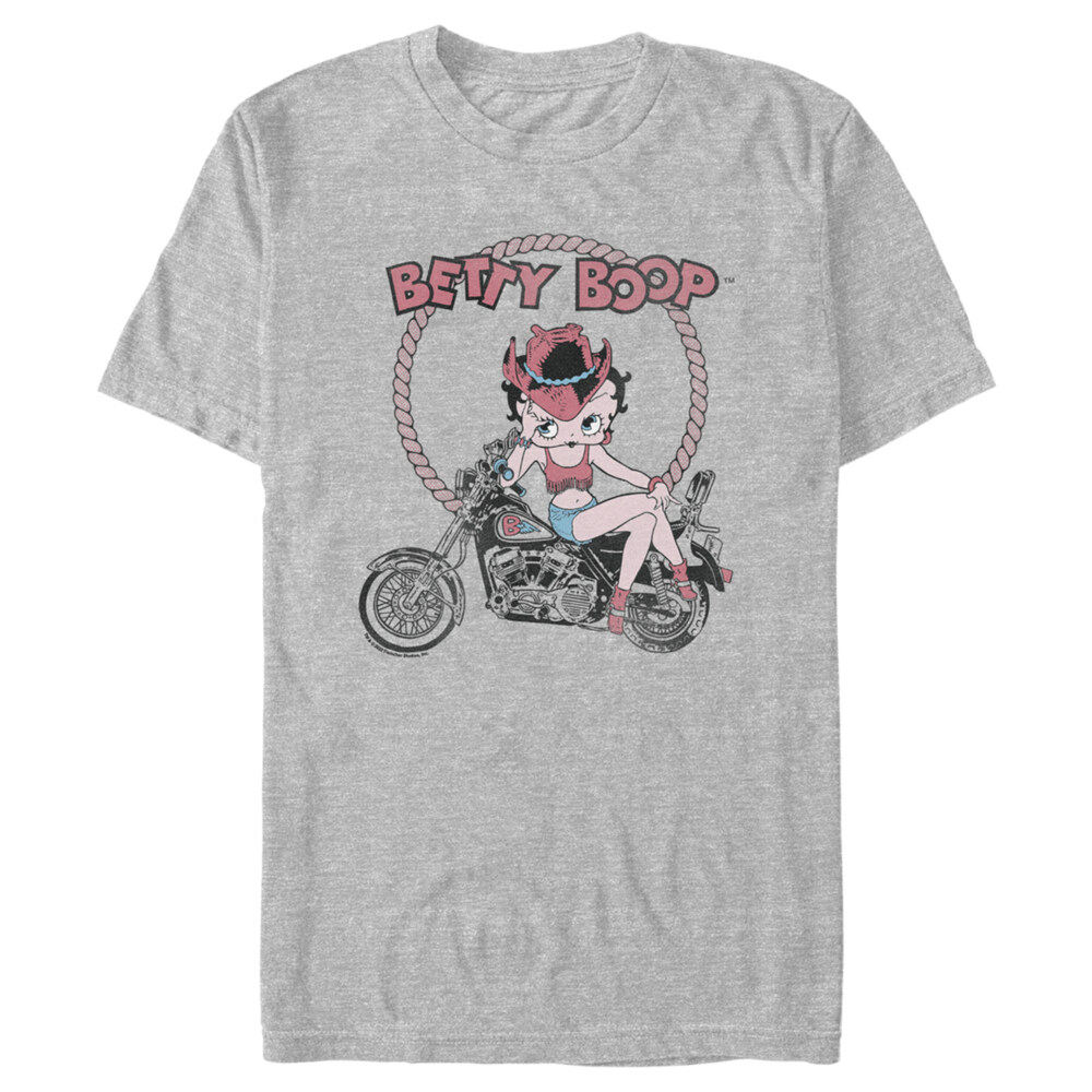 Men's Betty Boop Cowboy Hat Biker Betty Distressed  Adult T-Shirt