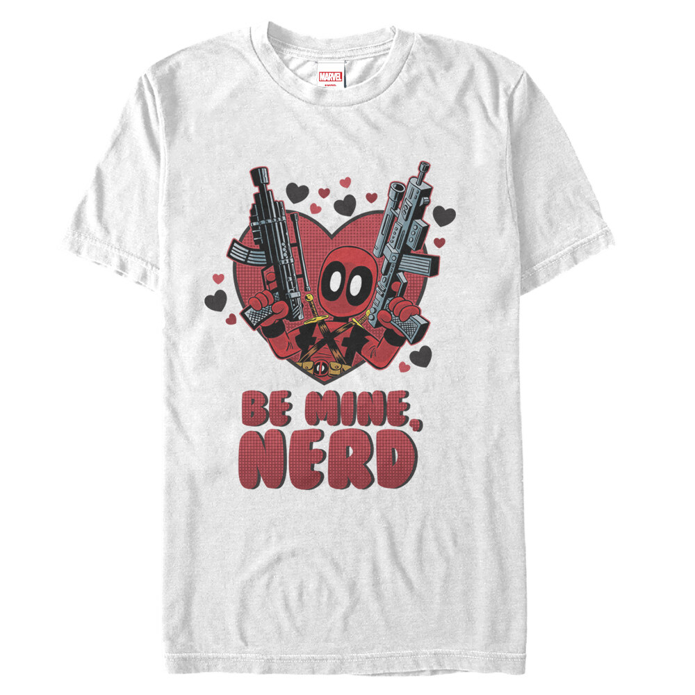 Men's Marvel Deadpool Be Mine Nerd  Adult T-Shirt