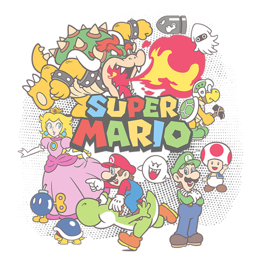 Men's Nintendo Cast Collage  Adult Baseball Tee