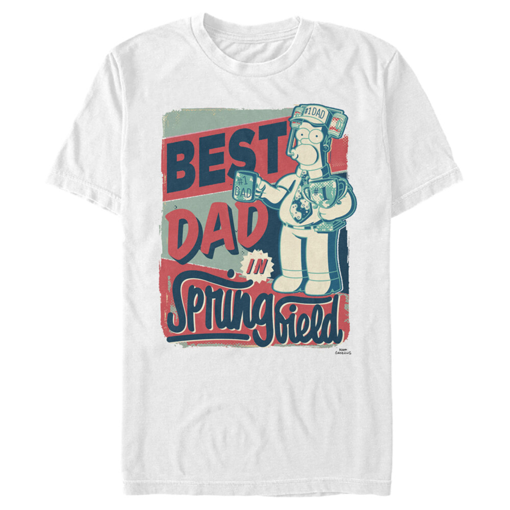 Men's The Simpsons Father's Day Homer Simpson Best Dad in Springfield  Adult T-Shirt