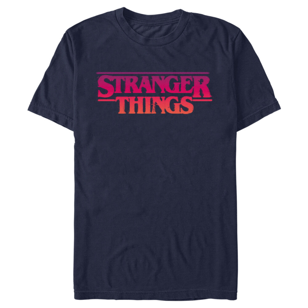Men's Stranger Things Pink Logo  Adult T-Shirt