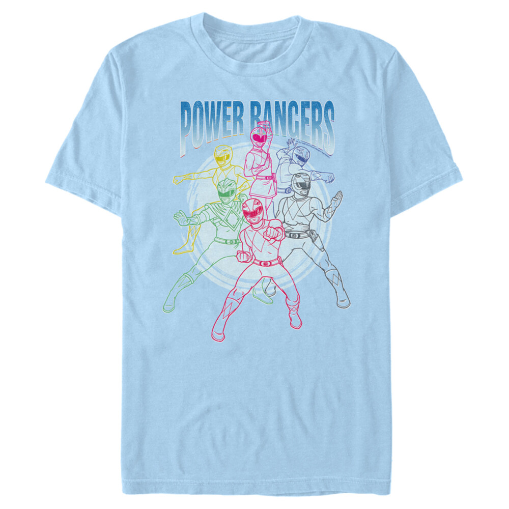 Men's Power Rangers Character Outlines  Adult T-Shirt