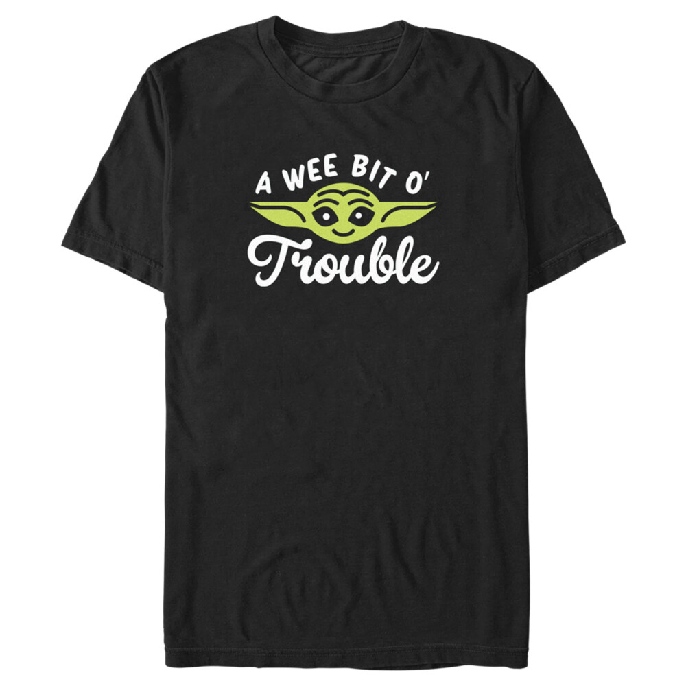 Men's Star Wars: The Mandalorian St. Patrick's Day Grogu A Wee Bit O' Trouble  Adult T-Shirt