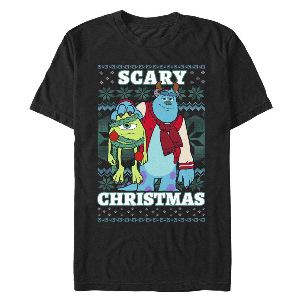 Men's Monsters Inc Monsters Inc. Mike and Sully Scary Christmas  Adult T-Shirt