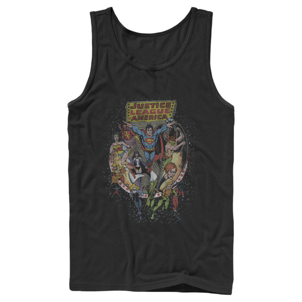 Men's Justice League Vintage Hero Collage  Adult Tank Top