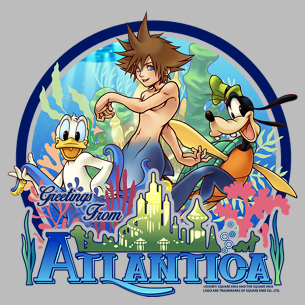 Men's Kingdom Hearts 1 Mermen Friends From Atlantica  Adult Pull Over Hoodie