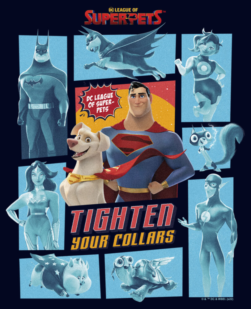 Men's DC League of Super-Pets Tighten Your Collars Panels  Adult T-Shirt
