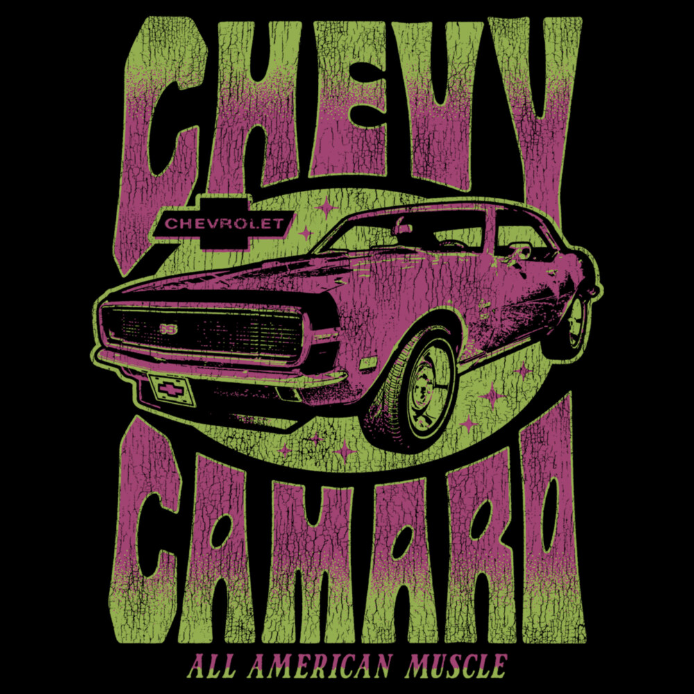 Men's General Motors Retro Pink and Green Chevy Camaro  Adult Sweatshirt