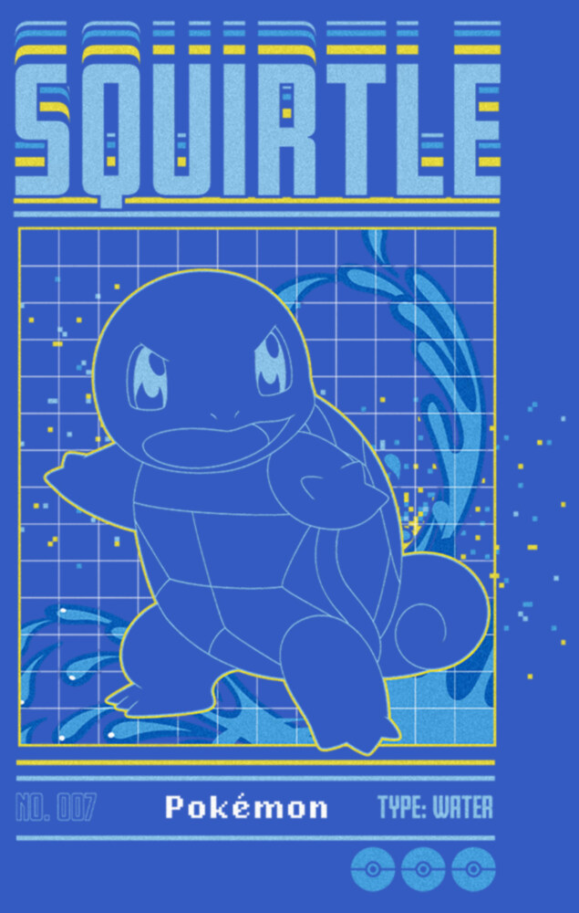 Men's Pokemon Squirtle Retro Grid  Adult T-Shirt