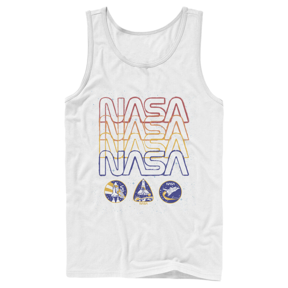 Men's NASA Starry Retro Rainbow Repeat Badges  Adult Tank Top
