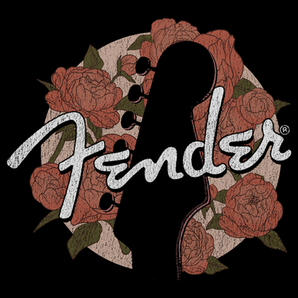 Men's Fender Distressed Floral Circle Logo  Adult T-Shirt