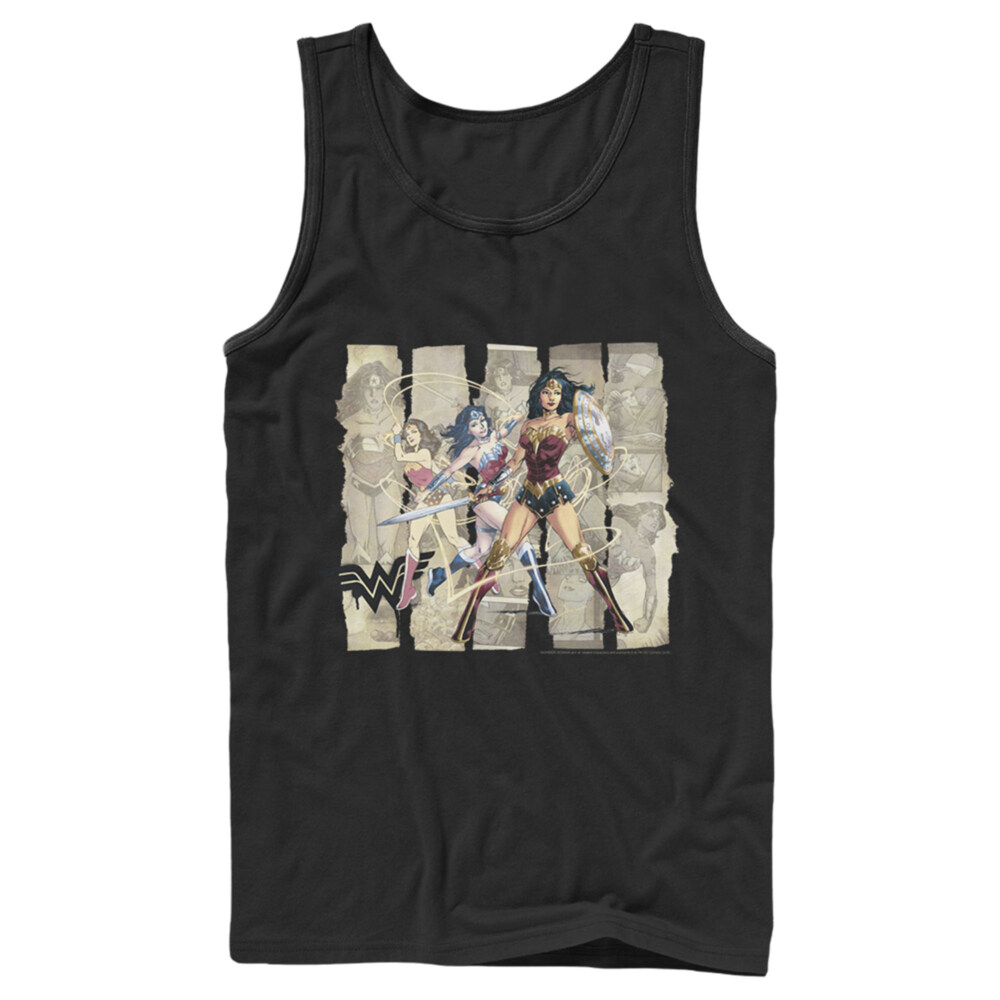 Men's Justice League Paper Strips Portrait  Adult Tank Top