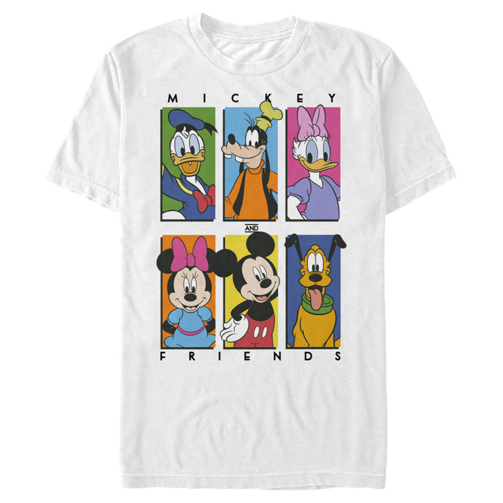 Men's Mickey & Friends Colorful Character Panels  Adult T-Shirt