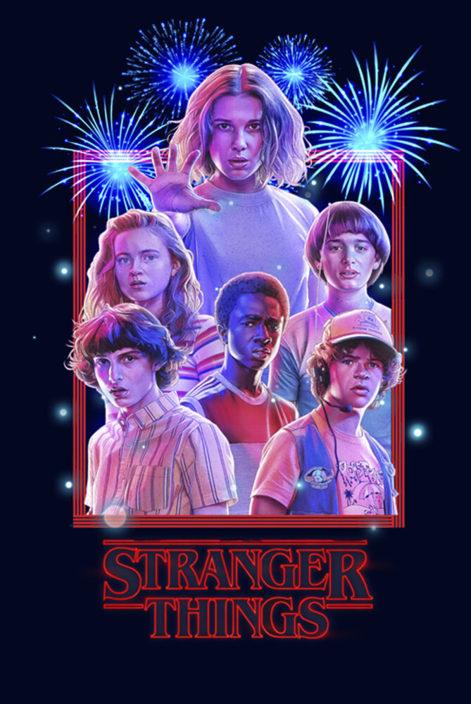 Men's Stranger Things Fourth of July  Character Frame  Adult T-Shirt