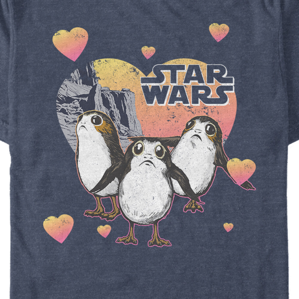 Men's Star Wars: The Last Jedi Valentine's Day Porg Hearts Sketch  Adult T-Shirt