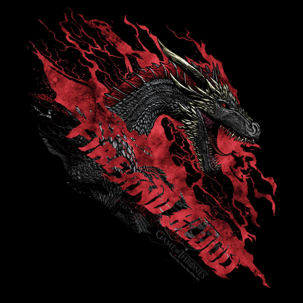 Men's Game of Thrones Fire and Blood Dragon Red  Adult T-Shirt