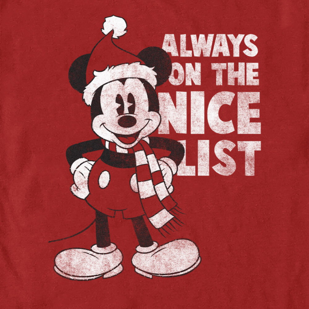 Men's Mickey & Friends Christmas Always on the Nice List Mickey  Adult T-Shirt