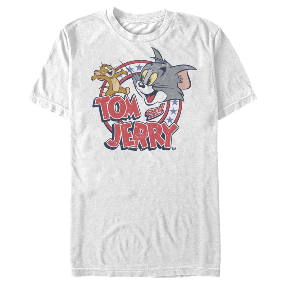 Men's Tom and Jerry Patriotic Stars and Stripes Circle  Adult T-Shirt