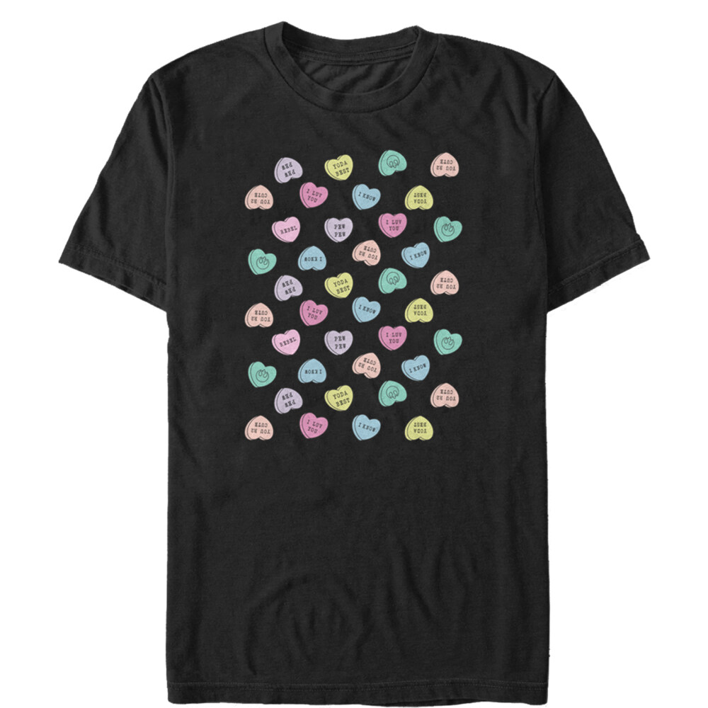 Men's Star Wars Valentine's Day Candy Heart Quotes  Adult T-Shirt