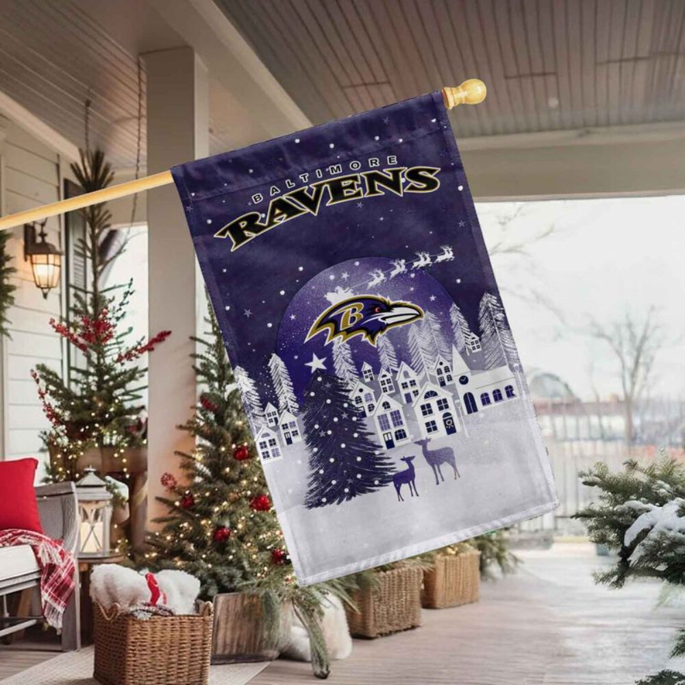 Stocktee Baltimore Ravens Christmas Night Flag All Over Printed Flag NEW122609