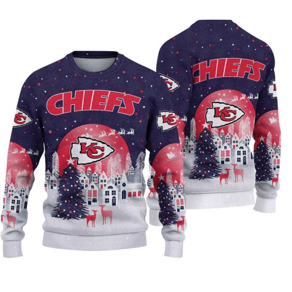 Stocktee Kansas City Chiefs Christmas Night Limited Edition Knitted Sweater NEW122610