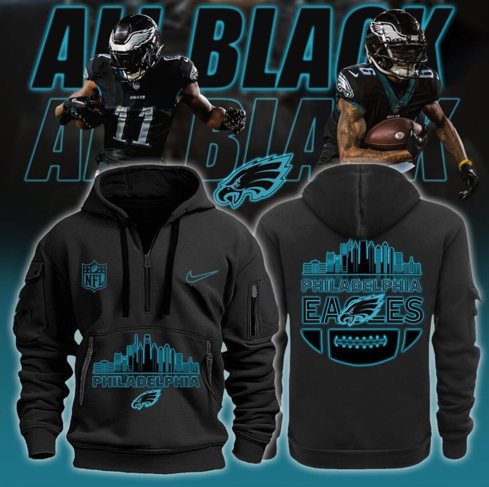 Stocktee Philadelphia Eagles Super Bowl LIX Champions Limited Edition BLACK 2D Quarter Zip Hoodie Sizes S - 5XL GTS013452