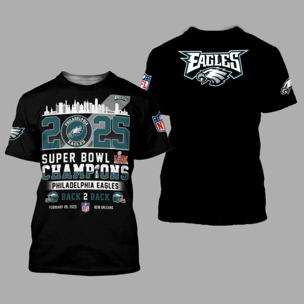 Stocktee Philadelphia Eagles Super Bowl LIX Limited Edition All Over Print Hoodie T shirt Unisex Size GTS013255