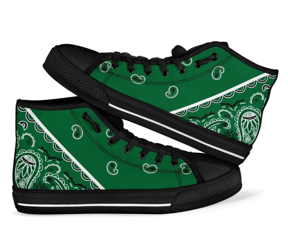 Stocktee Bandana Limited Edition High Quality BLACK High top Canvas Sneakers All US Size GTS003247