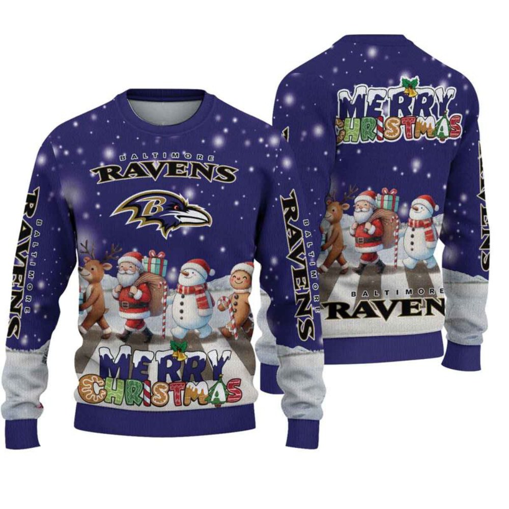 Stocktee Baltimore Ravens Cute Parade Christmas Limited Edition Knitted Sweater NEW124509