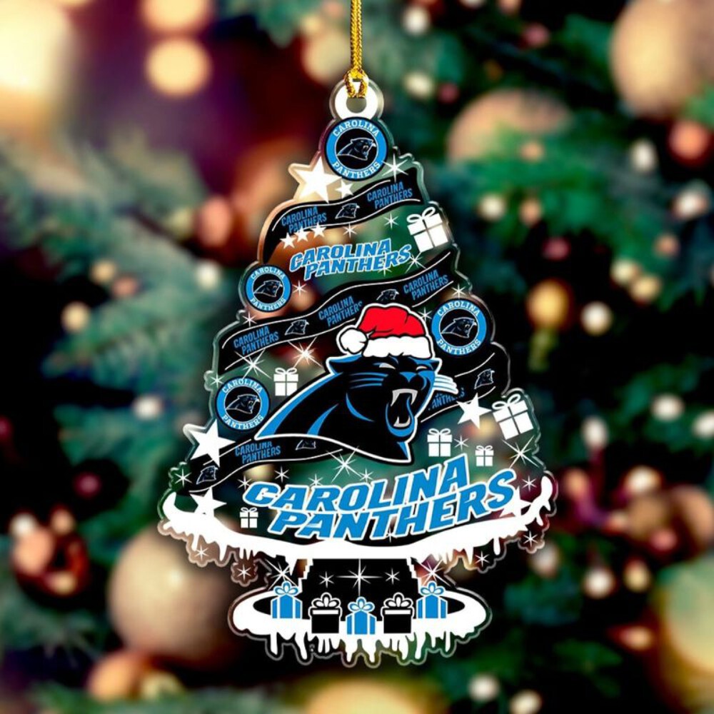 Carolina Panthers Christmas Tree 1-sided Transparent Mica Ornament