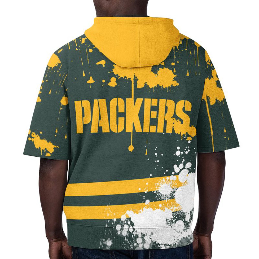 Stocktee Green Bay Packers Summer Short Sleeve Pullover Hoodie NEW033018