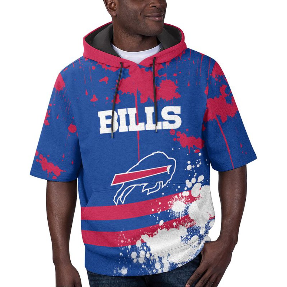 Stocktee Buffalo Bills Summer Short Sleeve Pullover Hoodie NEW033013