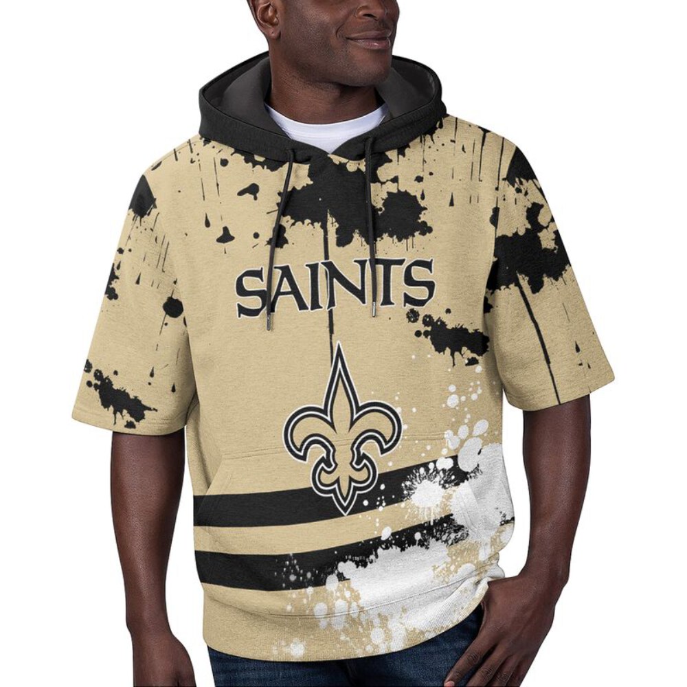 Stocktee New Orleans Saints Summer Short Sleeve Pullover Hoodie NEW033031