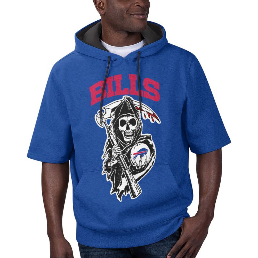 Stocktee Buffalo Bills Death God Summer Short Sleeve Pullover Hoodie Size S-5XL NEW032913