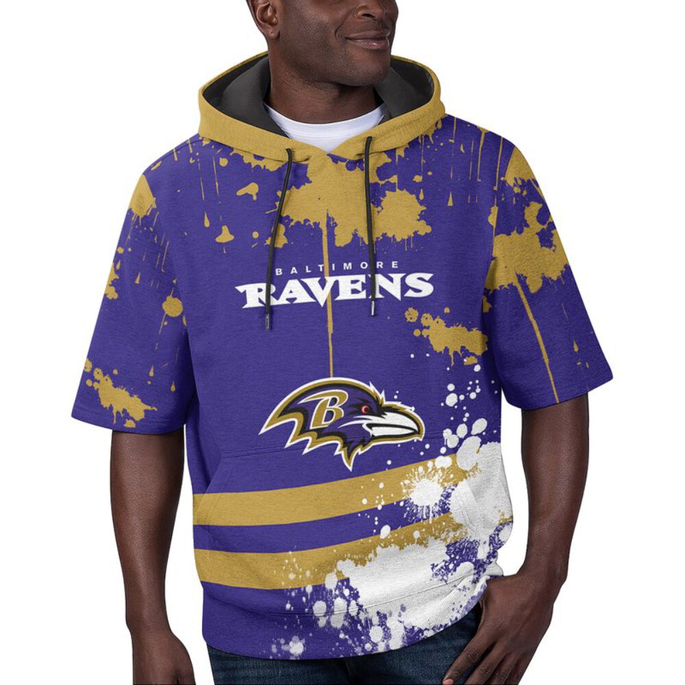 Stocktee Baltimore Ravens Summer Short Sleeve Pullover Hoodie NEW033009