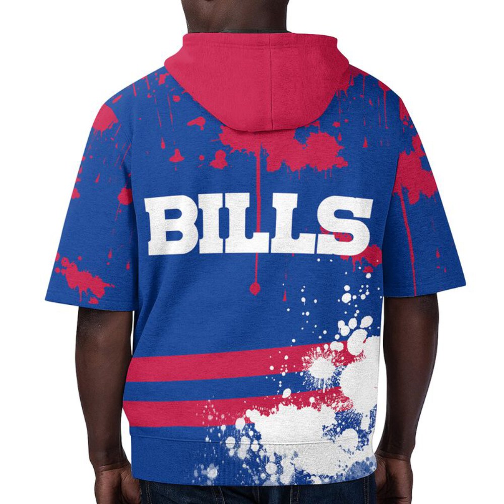 Stocktee Buffalo Bills Summer Short Sleeve Pullover Hoodie NEW033013