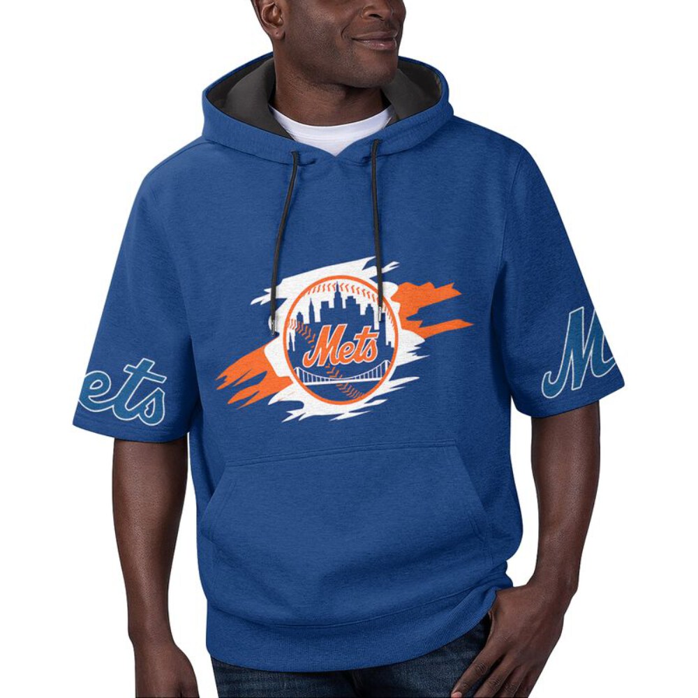 Stocktee New York Mets Summer Short Sleeve Pullover Hoodie NEW029350
