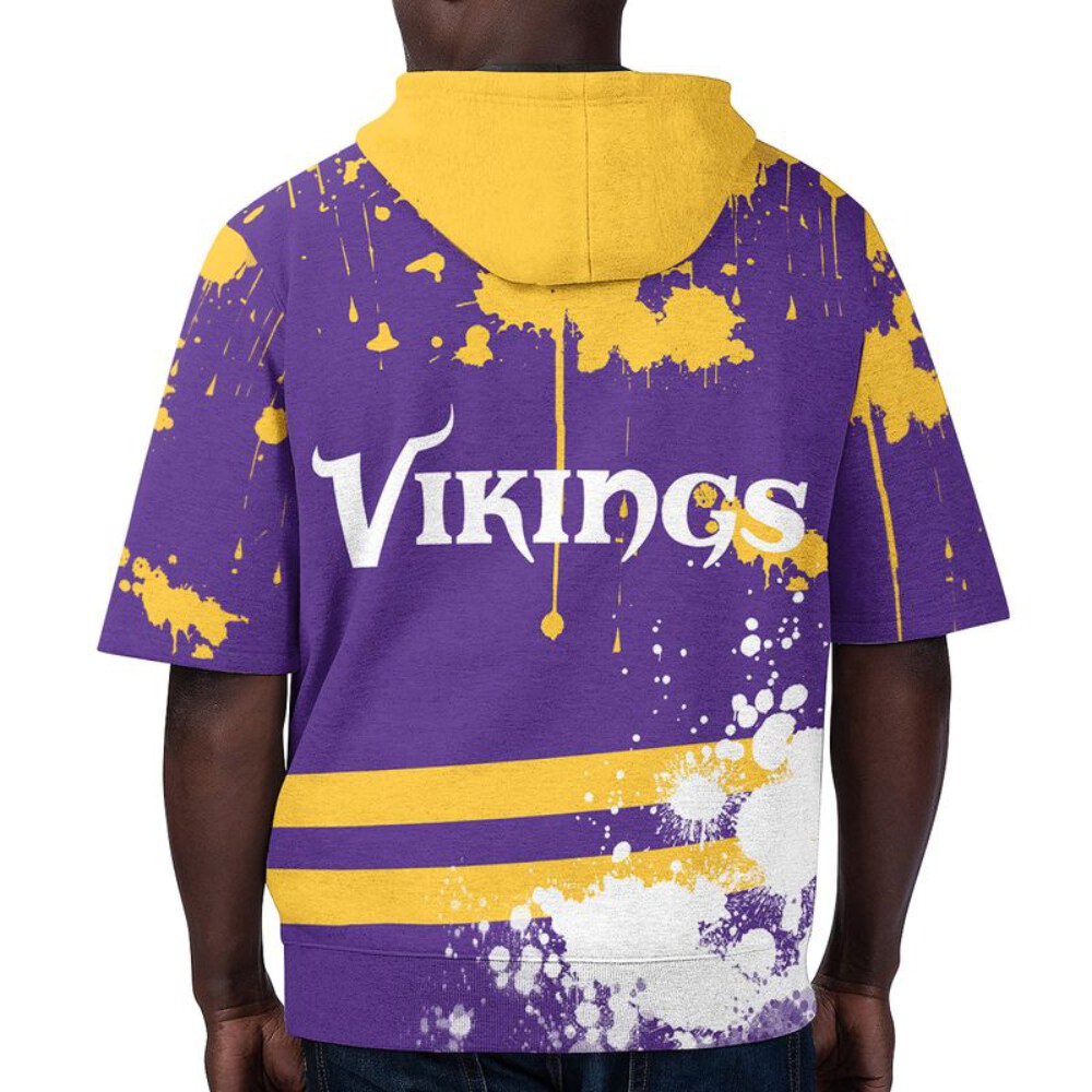 Stocktee Minnesota Vikings Summer Short Sleeve Pullover Hoodie NEW033027